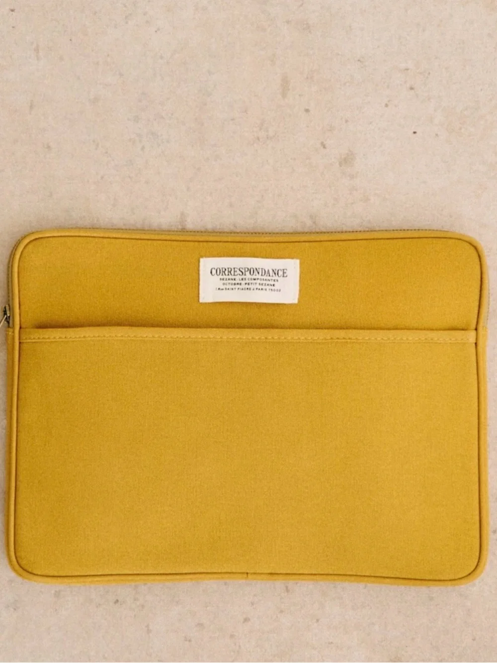 Sezane Mustard Yellow Laptop Sleeve with Front Pocket